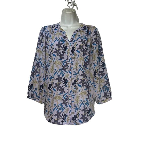 nydj Pintuck 3/4 Sleeve Blouse top Size S - Picture 1 of 2
